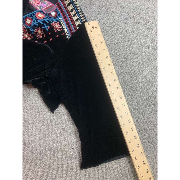 JWLA Johnny WasTunic Top Women S Black Velvet Embroidered Western Boho Festival - Picture 6 of 7